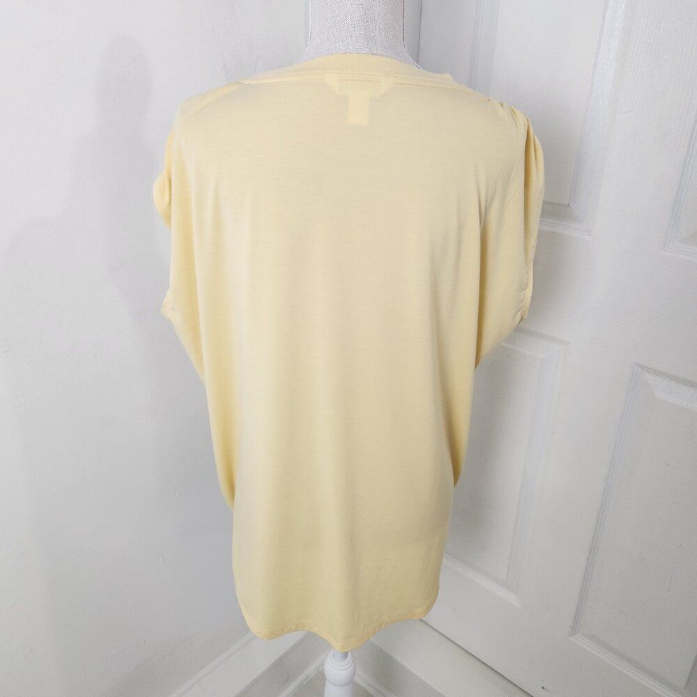 Athleta Light Yellow Short Sleeve Draped Tee - Picture 13 of 14